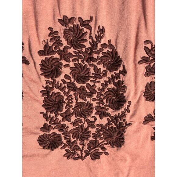 Garnet Hill Sz XS Folkloric Boho‎ Floral Embroidered Swing Top 3/4 Bishop Sleeve - Picture 7 of 10